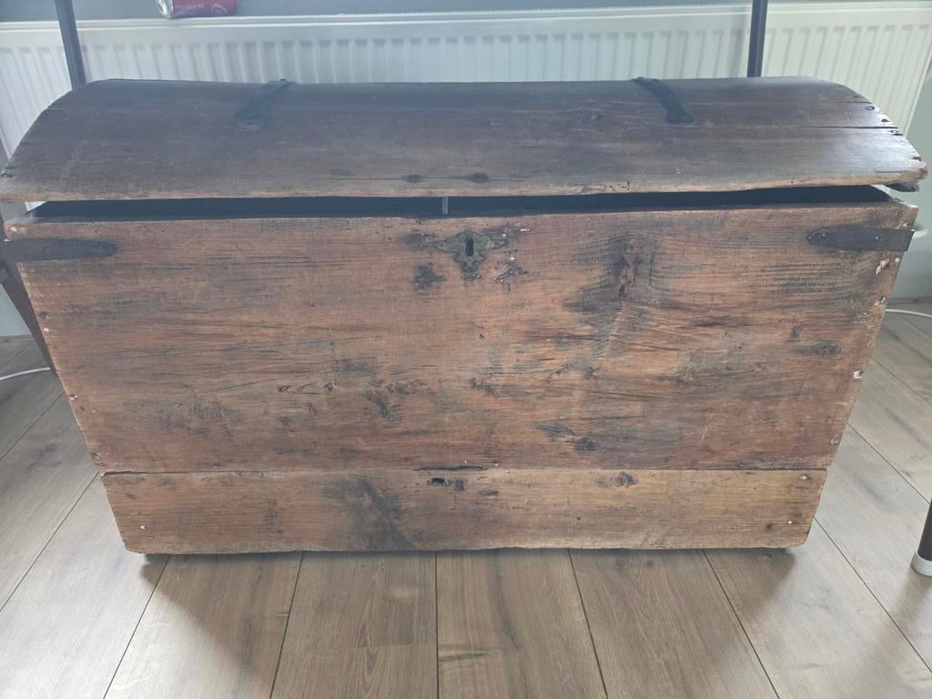 Antieke houten dekenkist / boekenkist, Ophalen, Minder dan 50 cm, Gebruikt, 50 tot 100 cm