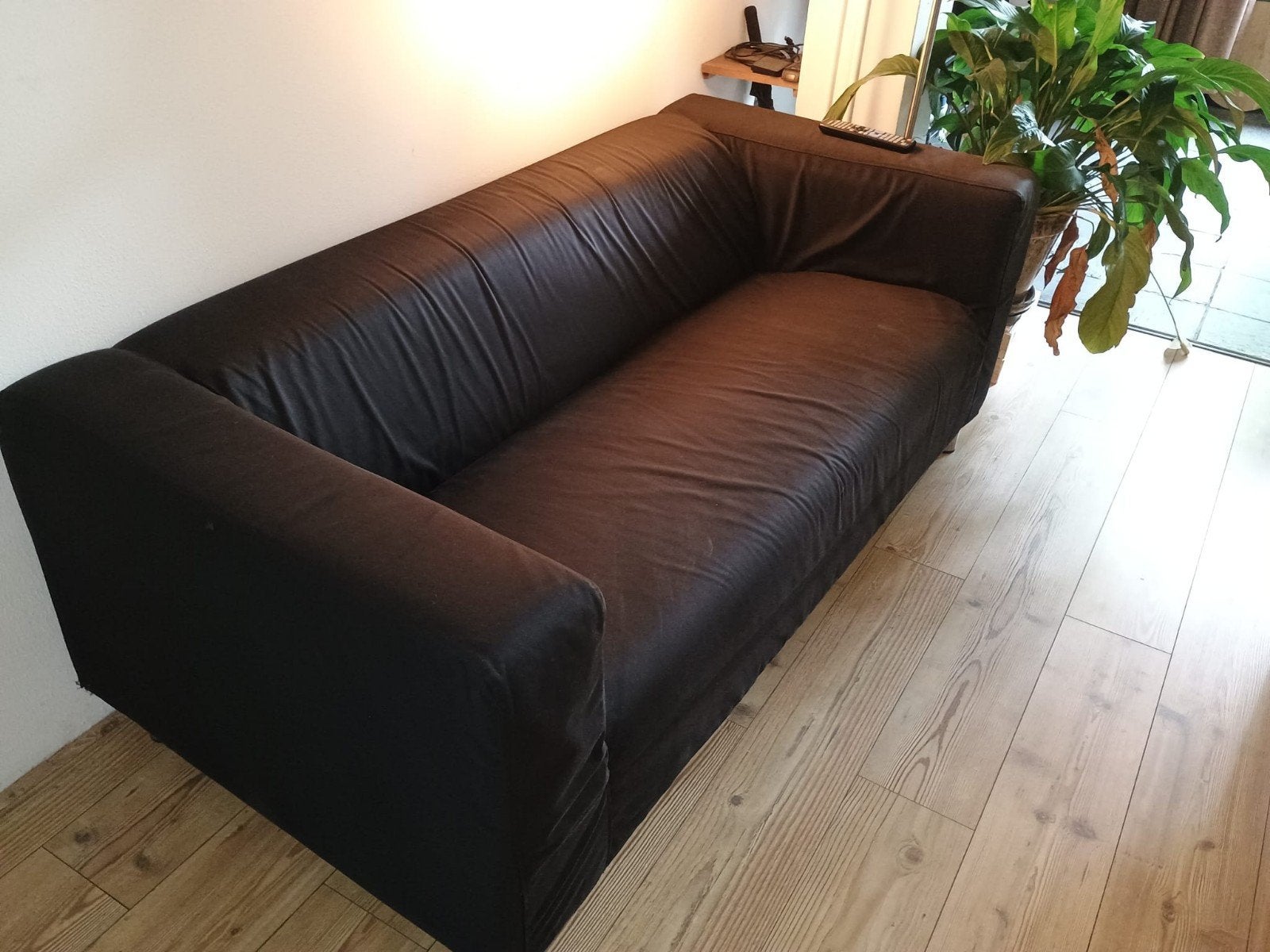 Zwarte Bank Ikea Klippan, Ophalen, 150 tot 200 cm, Tweepersoons, 75 tot 100 cm