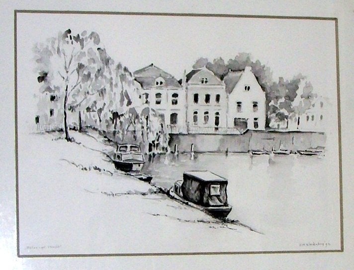 Aquarel Maliesingel Utrecht van N. Woudenberg, gesigneerd., Ophalen