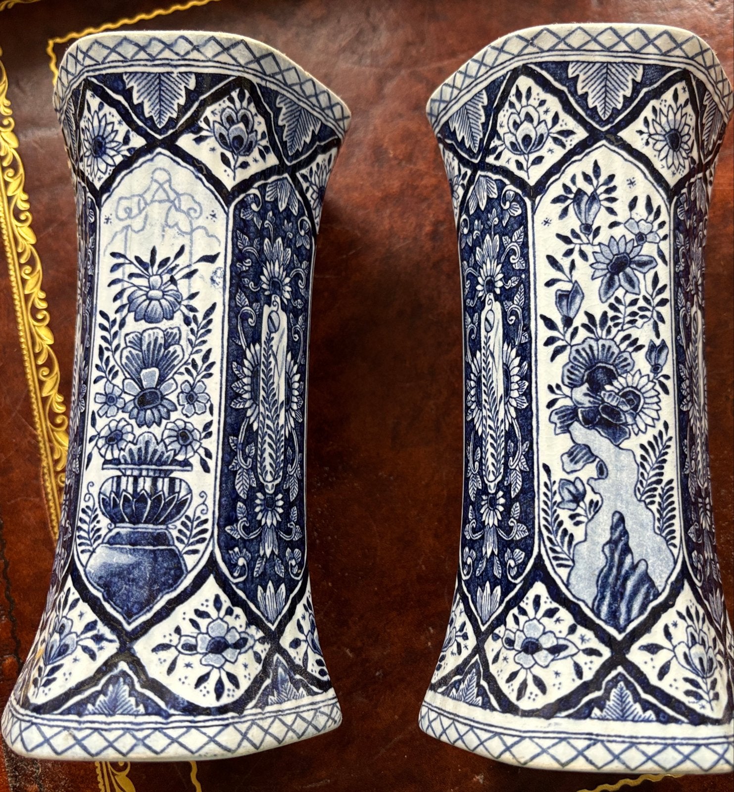 Antieke Delfts Blauw Vazen Set - 20cm Hoog, Antiek en Kunst, Verzenden