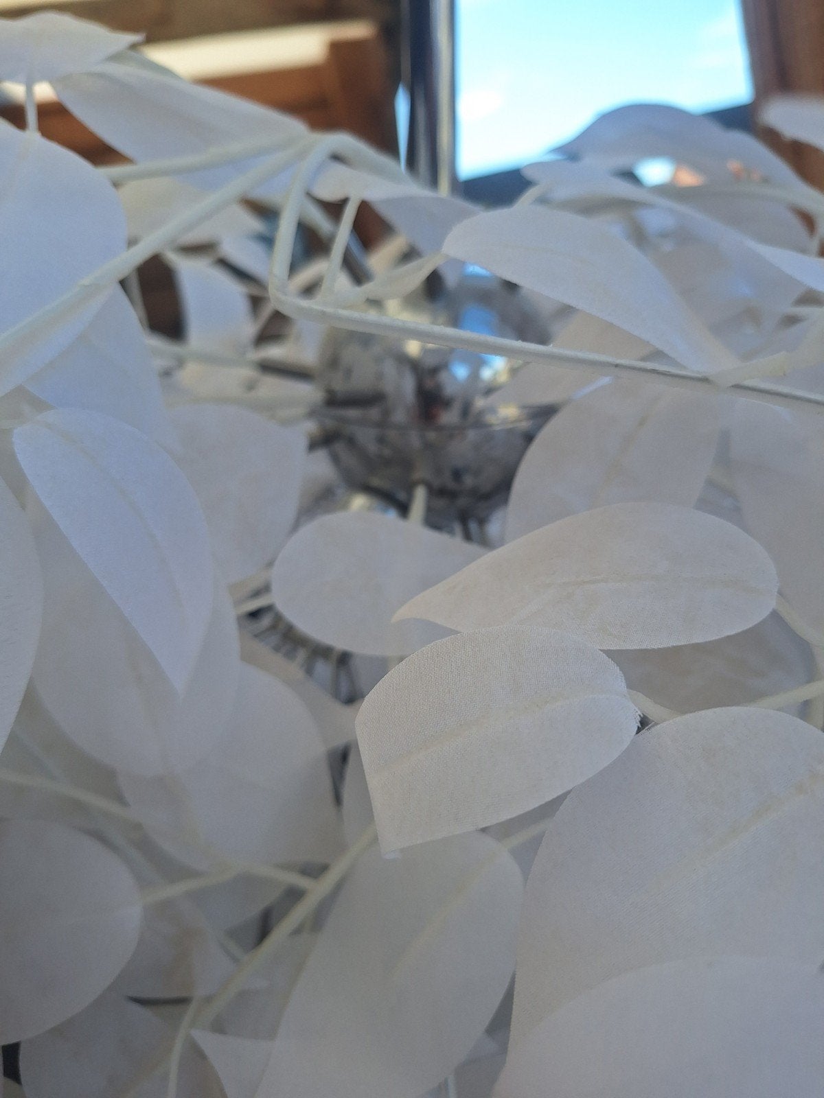 Witte hanglamp met bladeren - sfeervolle verlichting, Kunststof, Modern, Sfeervol, Natuurlijk, Zo goed als nieuw, E27 (groot)