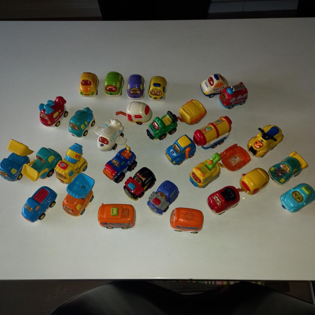 26 Vtech autootjes waarvan 4 met aanhanger., Ophalen of Verzenden, Gebruikt