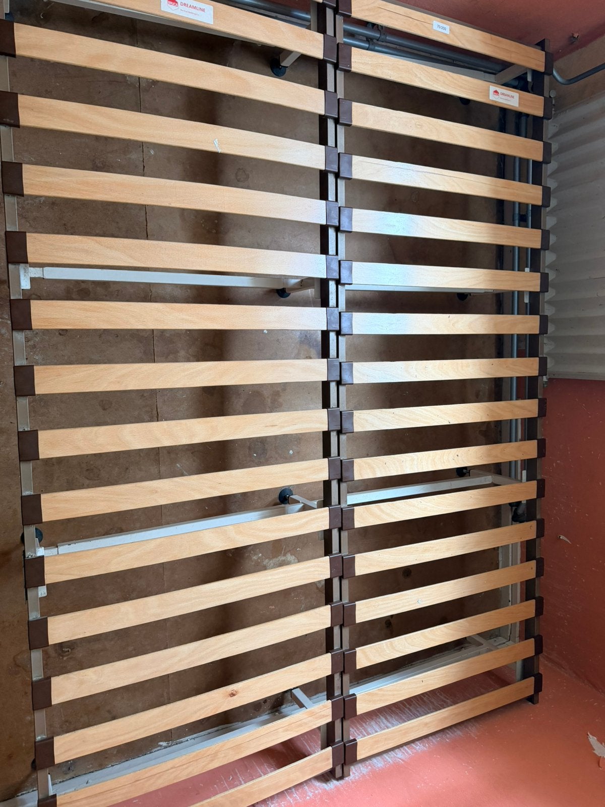 Lattenbodem + potenset - 2x 70x200cm, Huis en Inrichting, Slaapkamer | Matrassen en Bedbodems, Ophalen, Gebruikt, Tweepersoons