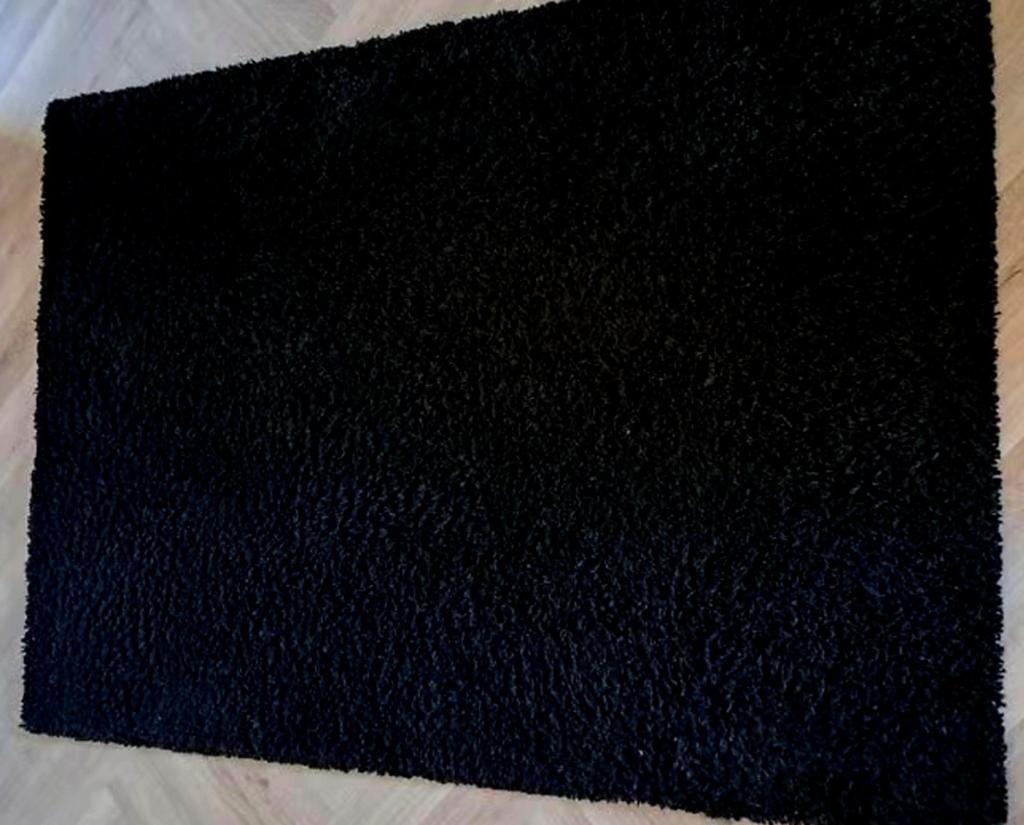Zgan Ikea Hampen vloerkleed/carpet zwart, Zwart, 200 cm of meer, Ophalen of Verzenden, Zo goed als nieuw