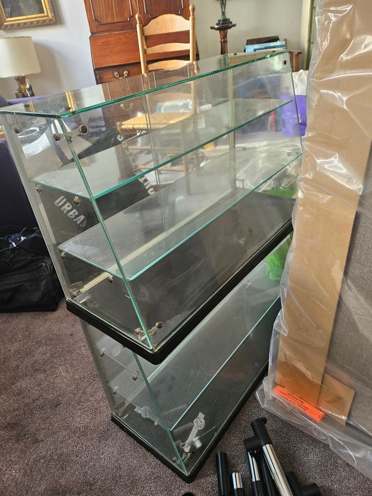 3 vitrine beurs braderie markt, Huis en Inrichting, Kasten | Vitrinekasten, Ophalen, Met plank(en), Strak, Gebruikt