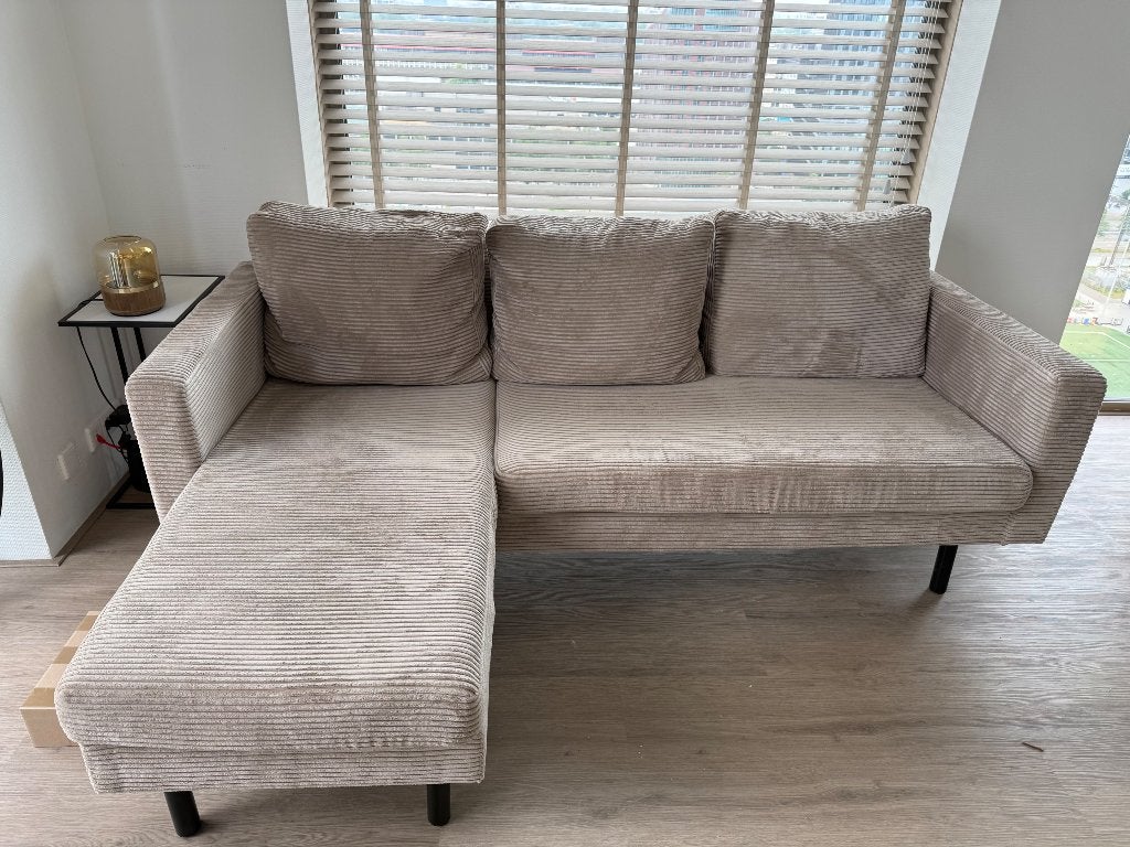 Kleine Hoekbank Ribstof, Huis en Inrichting, Ophalen, Minder dan 75 cm, 150 tot 200 cm, Hoekbank