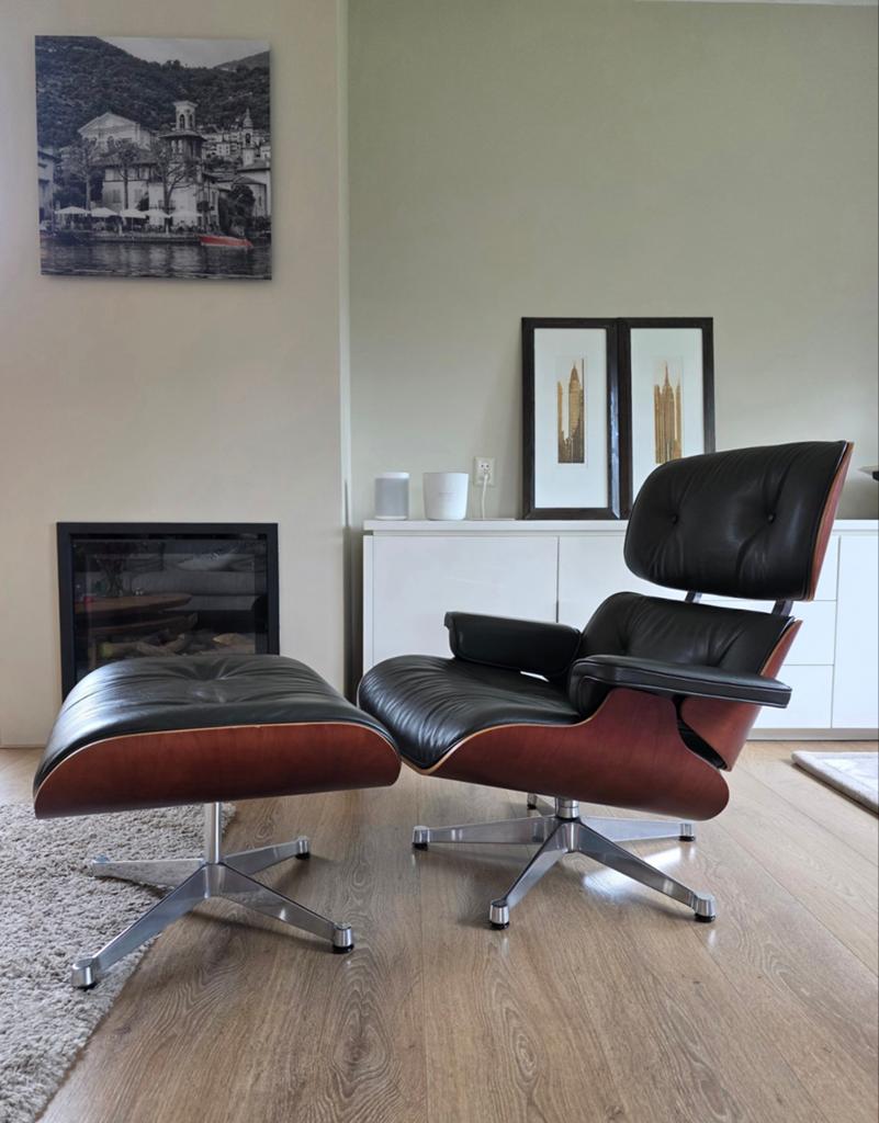 Vitra Eames lounge chair + Ottoman XL Premium leder, Ophalen of Verzenden, Leer