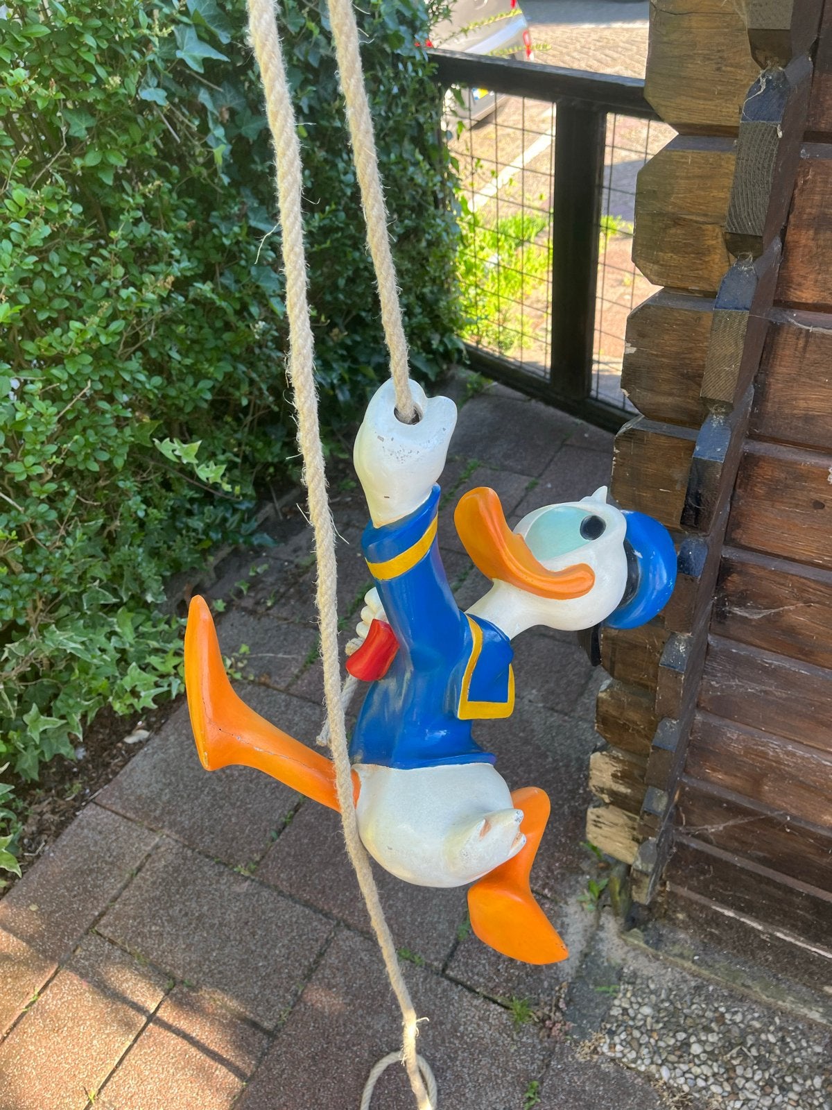 Vintage Donald Duck met touw - Decoratie - collector item, Ophalen of Verzenden, Gebruikt