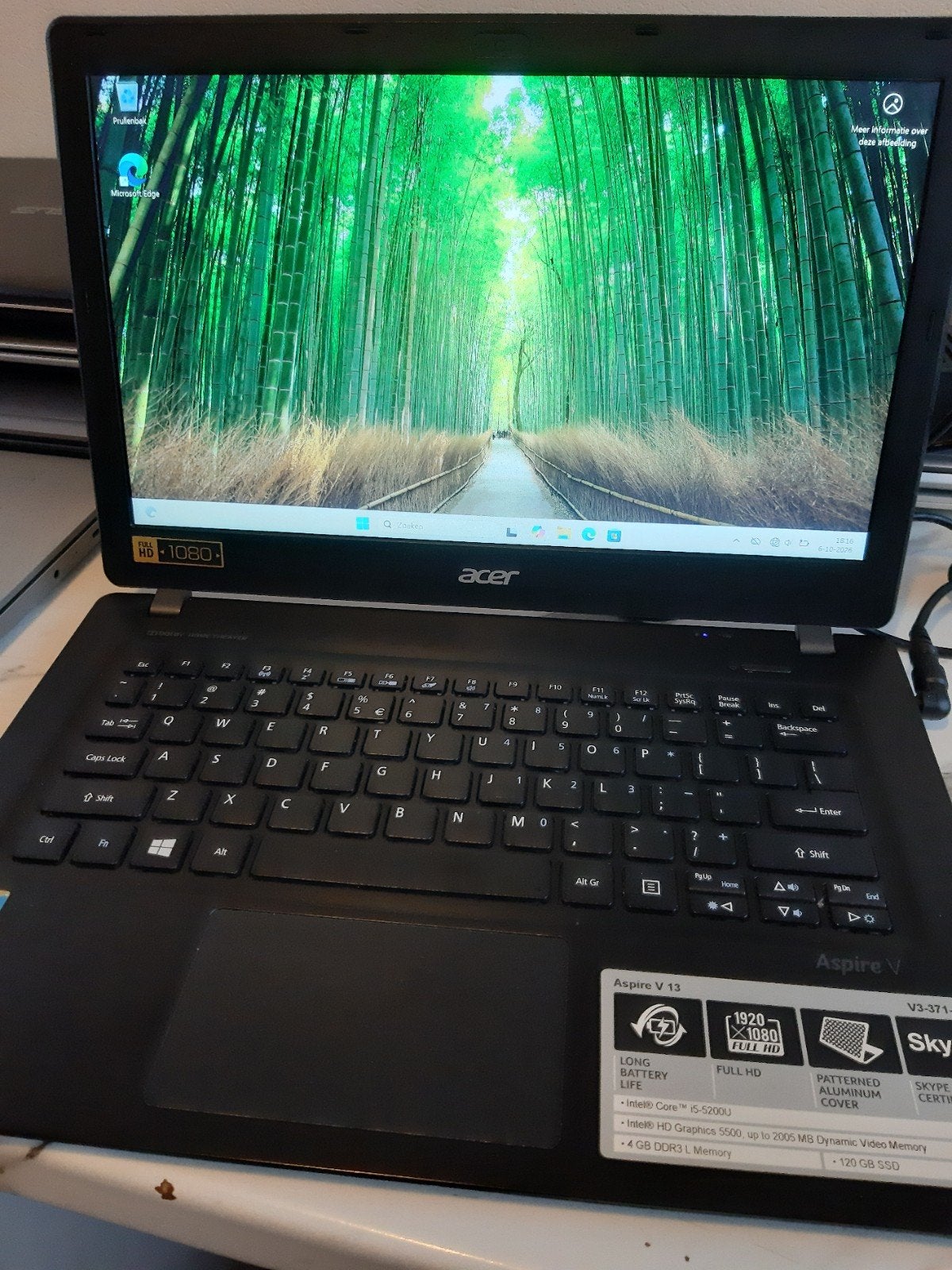 TE KOOP ACER  ASPIRE V13, Computers en Software, Ophalen, 2 tot 3 Ghz, 15 inch, 8 GB
