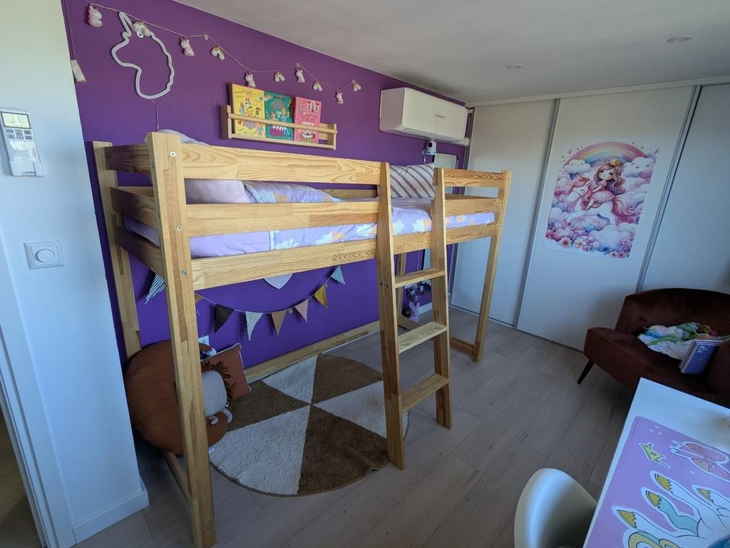 Petitpuk Stapelbed "Halfhoogslaper Lulu" custom 80x200, Kinderen en Baby's, Kinderkamer | Stapelbedden en Hoogslapers, Ophalen