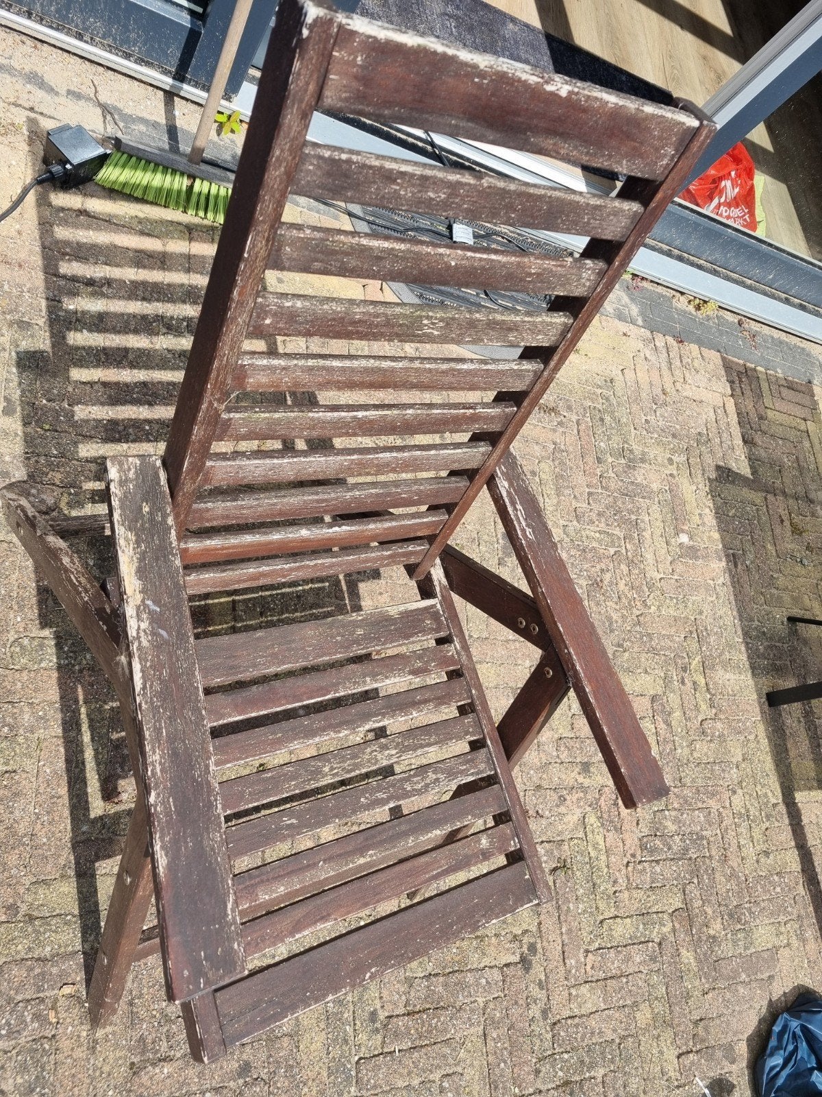4 Ikea tuinstoelen, Ophalen, Gebruikt, Hout, Verstelbaar