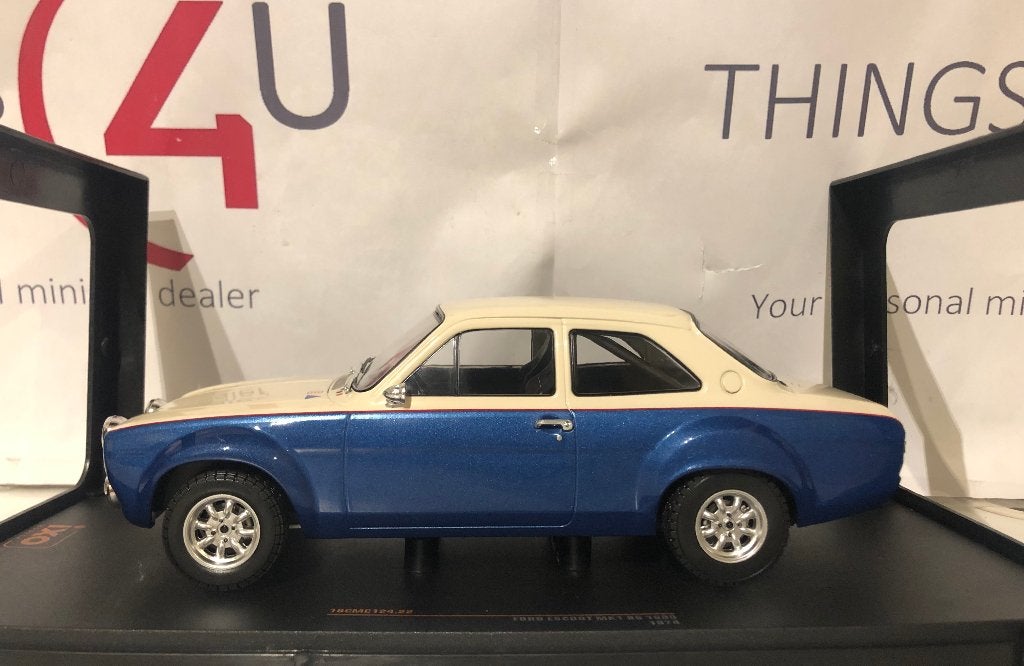 Ixo 1:18 Ford Escort RS 1600 MK 1 1974 wit/blauw metallic, Ophalen of Verzenden, Nieuw, Auto, Overige merken