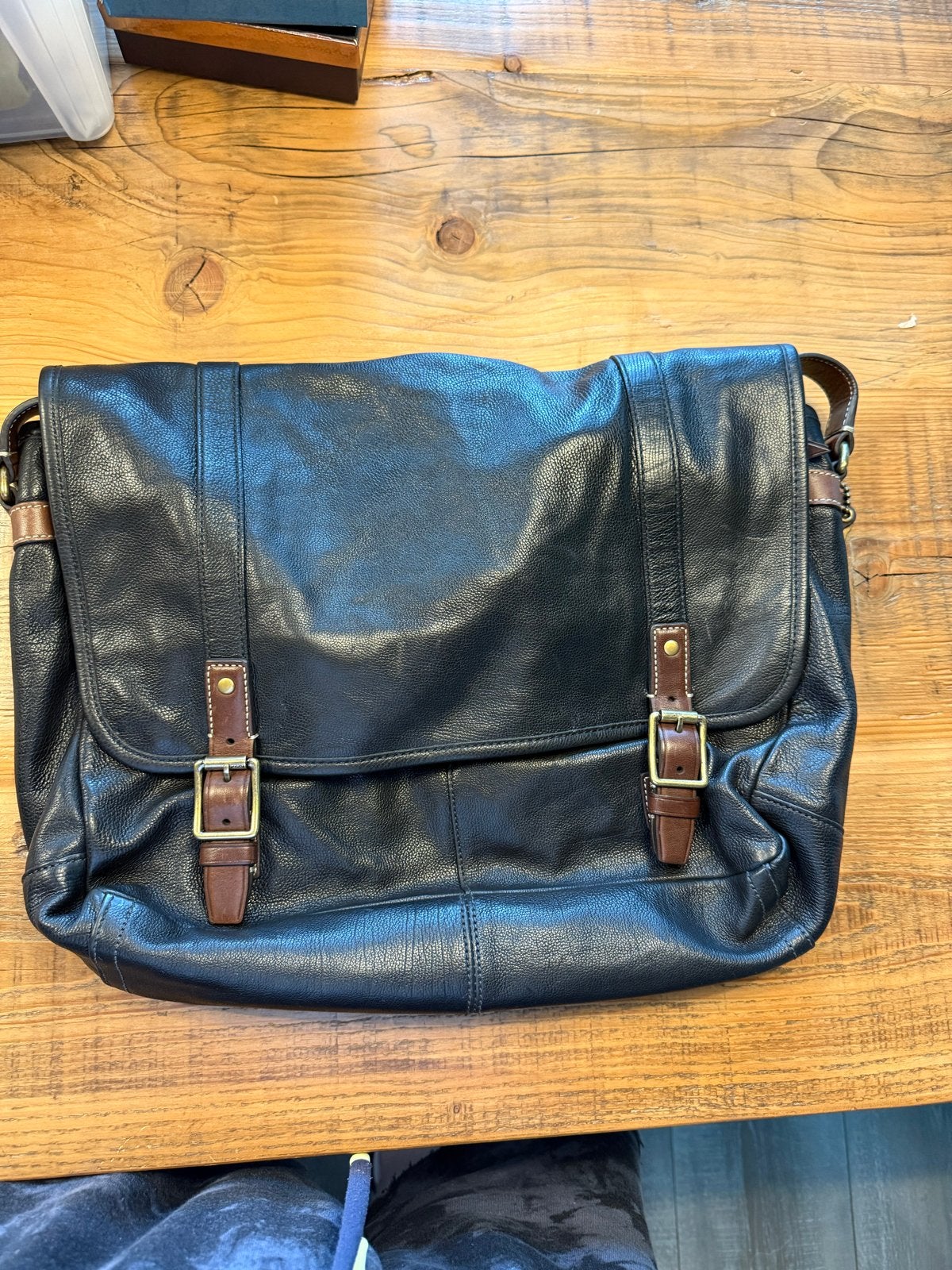 Coach Harrison Messenger Bag - Zwart/Bruin Leer, Stijl 70386, Ophalen of Verzenden, Zo goed als nieuw