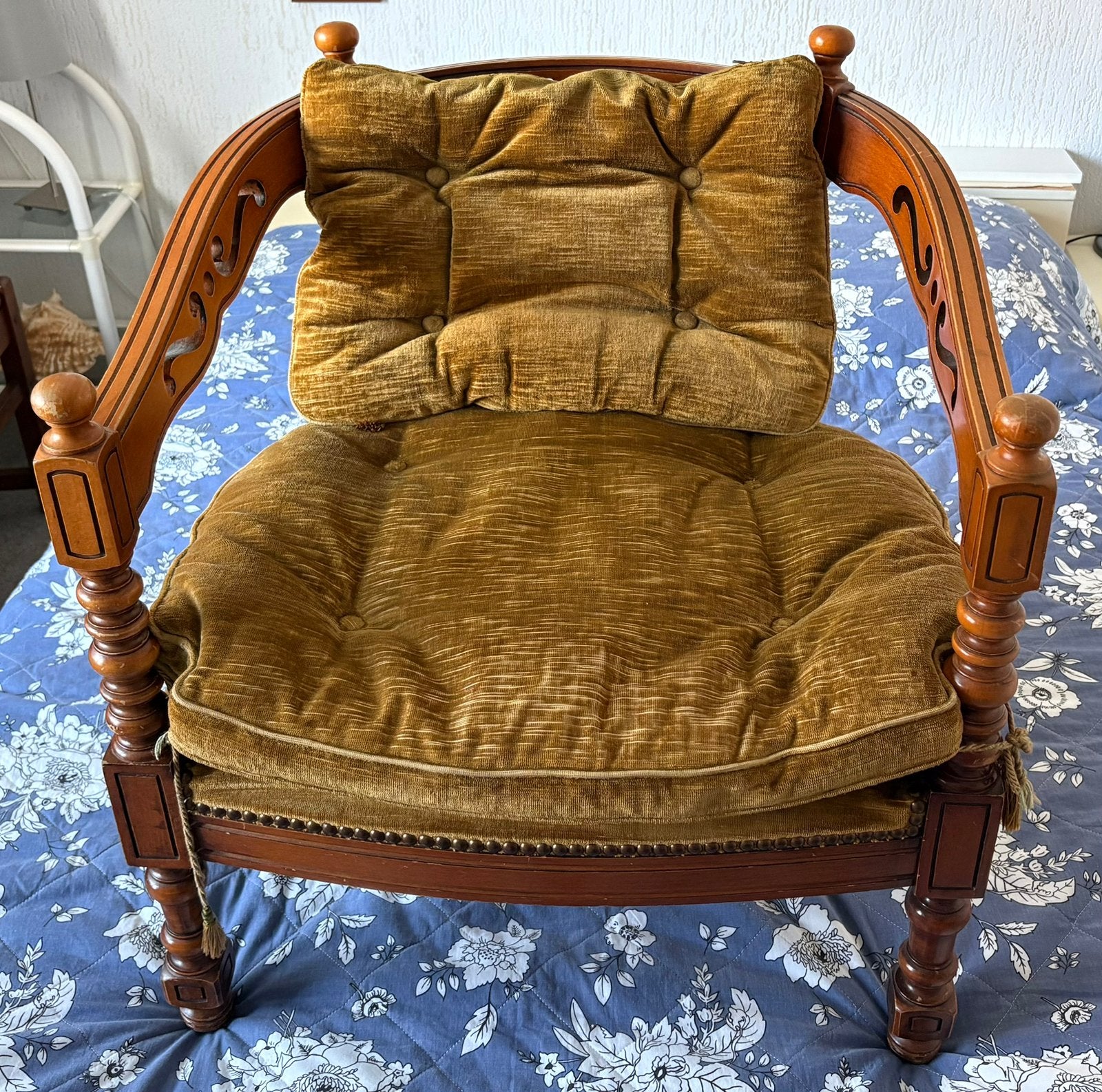 Vintage Giorgetti Lage Stoel met Fluwelen Bekleding, Antiek en Kunst, Ophalen