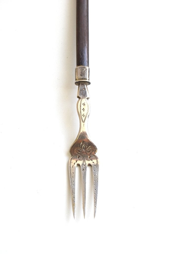 Antiek zilveren, confiture/zuur vorkje, Cammens (ca 1865), Ophalen of Verzenden