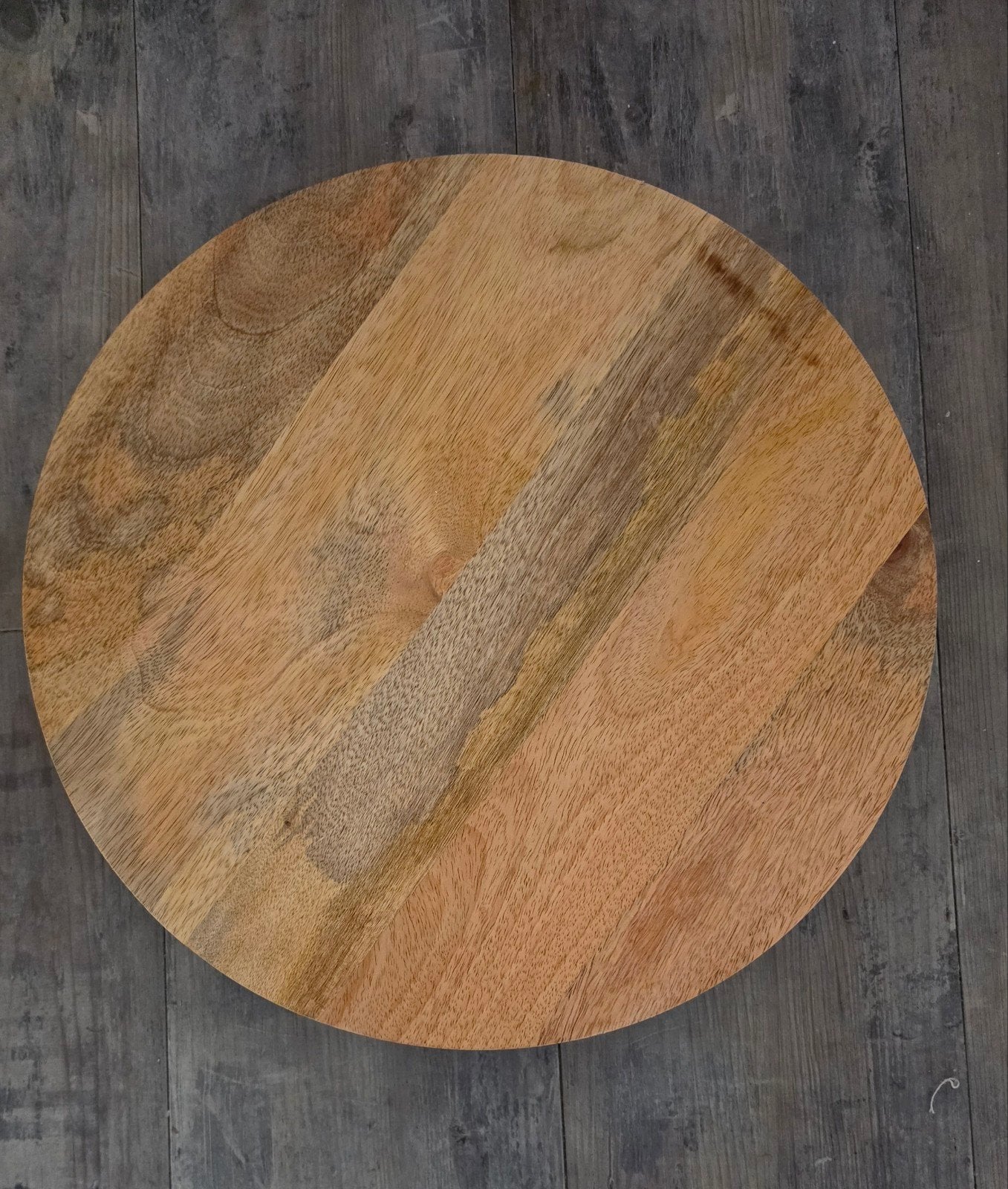 Houten plateau op metalen zwarte pootjes - diameter 39 cm, Hout, Gebruikt, Ophalen of Verzenden, Modern