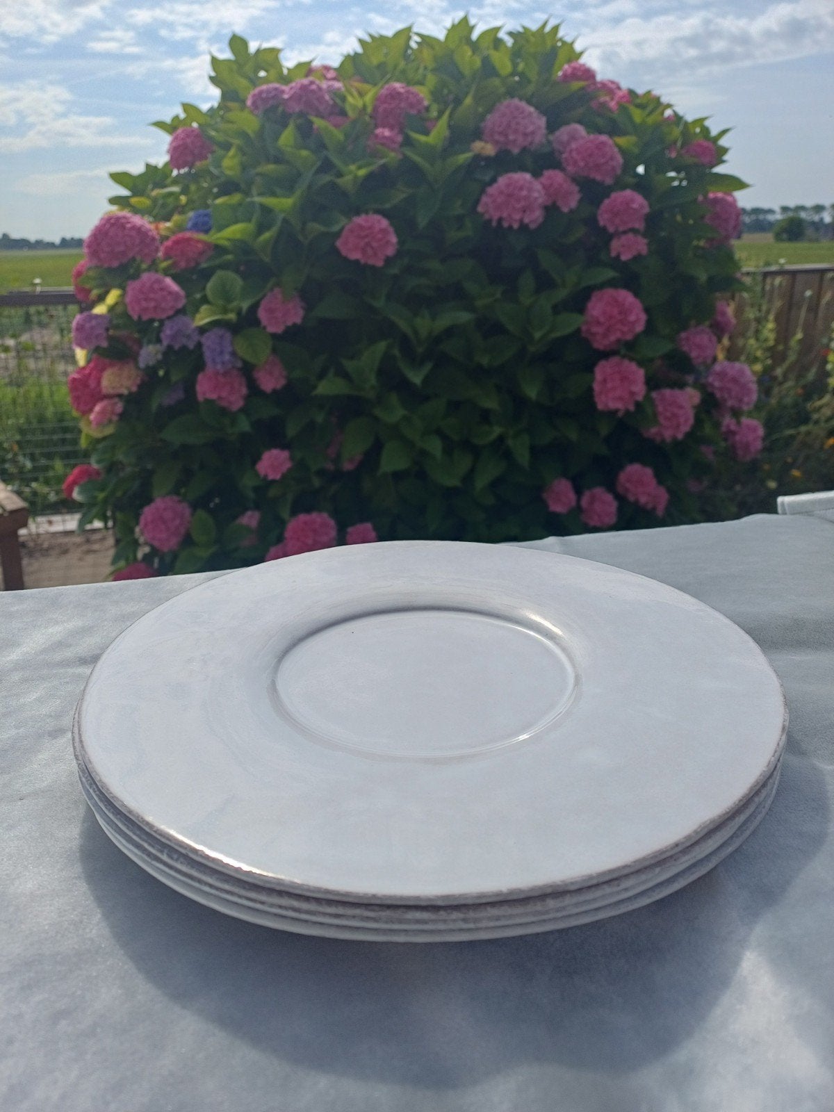 4 Astier de Villatte Schotels / Bordjes diam 22.5 cm € 50, Ophalen, Gebruikt, Keramiek, Bord(en)