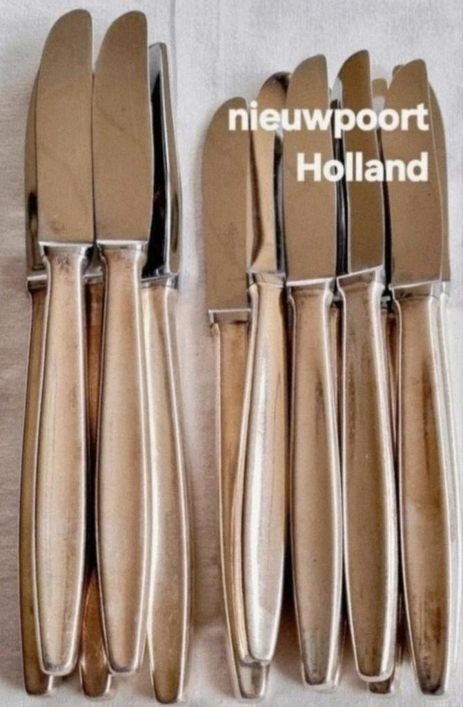 Bestek Nieuwpoort Holland set verzilverde messen, Antiek en Kunst, Antiek | Bestek, Ophalen of Verzenden
