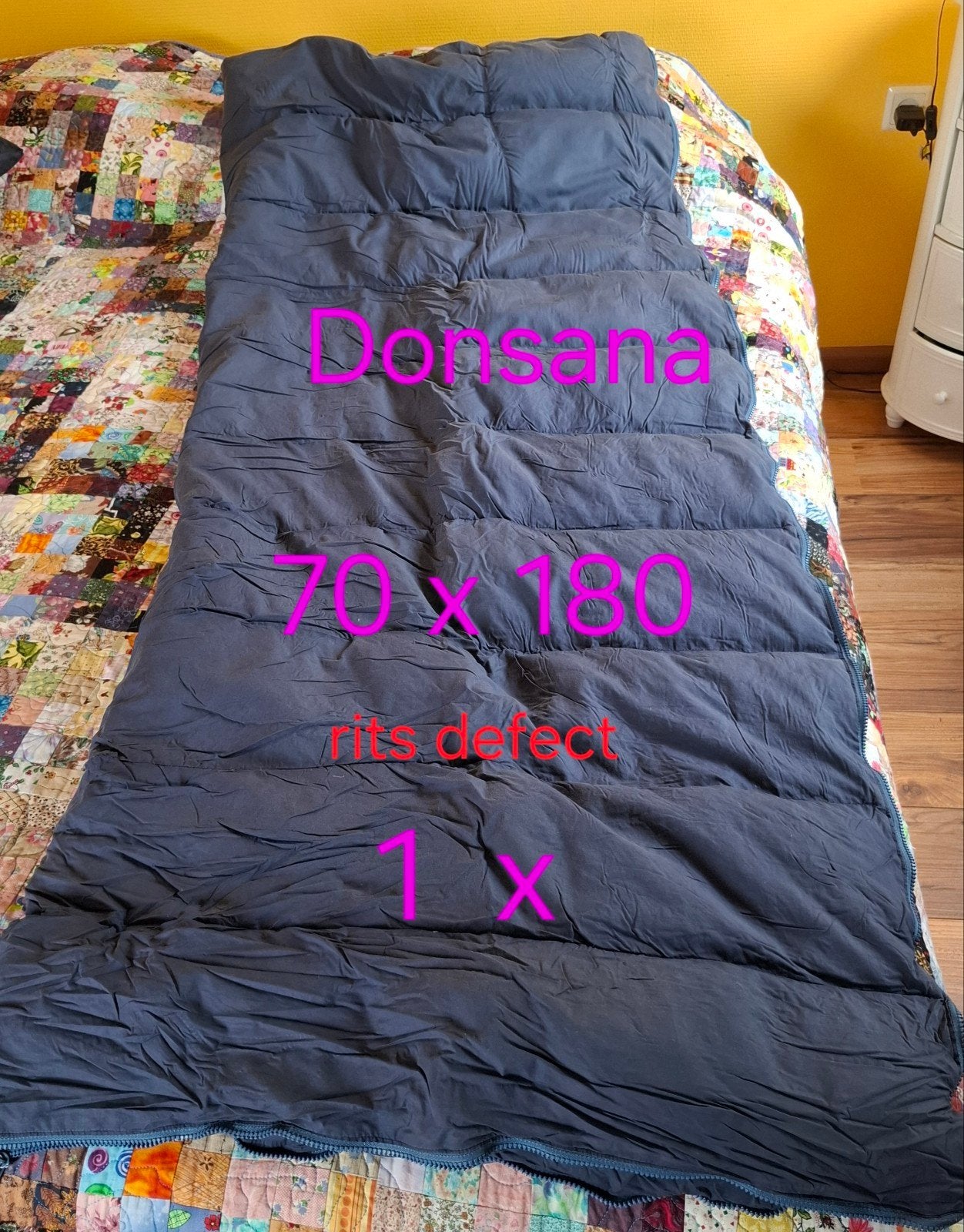 Donsana slaapzak 70x180 met ritsdefect, Caravans en Kamperen, Slaapzakken, Ophalen, Gebruikt