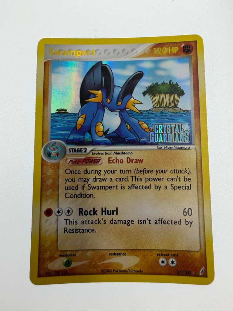 Swampert 120HP Pokémon kaart - Crystal Guardians, Ophalen of Verzenden, Gebruikt, Losse kaart, Foil