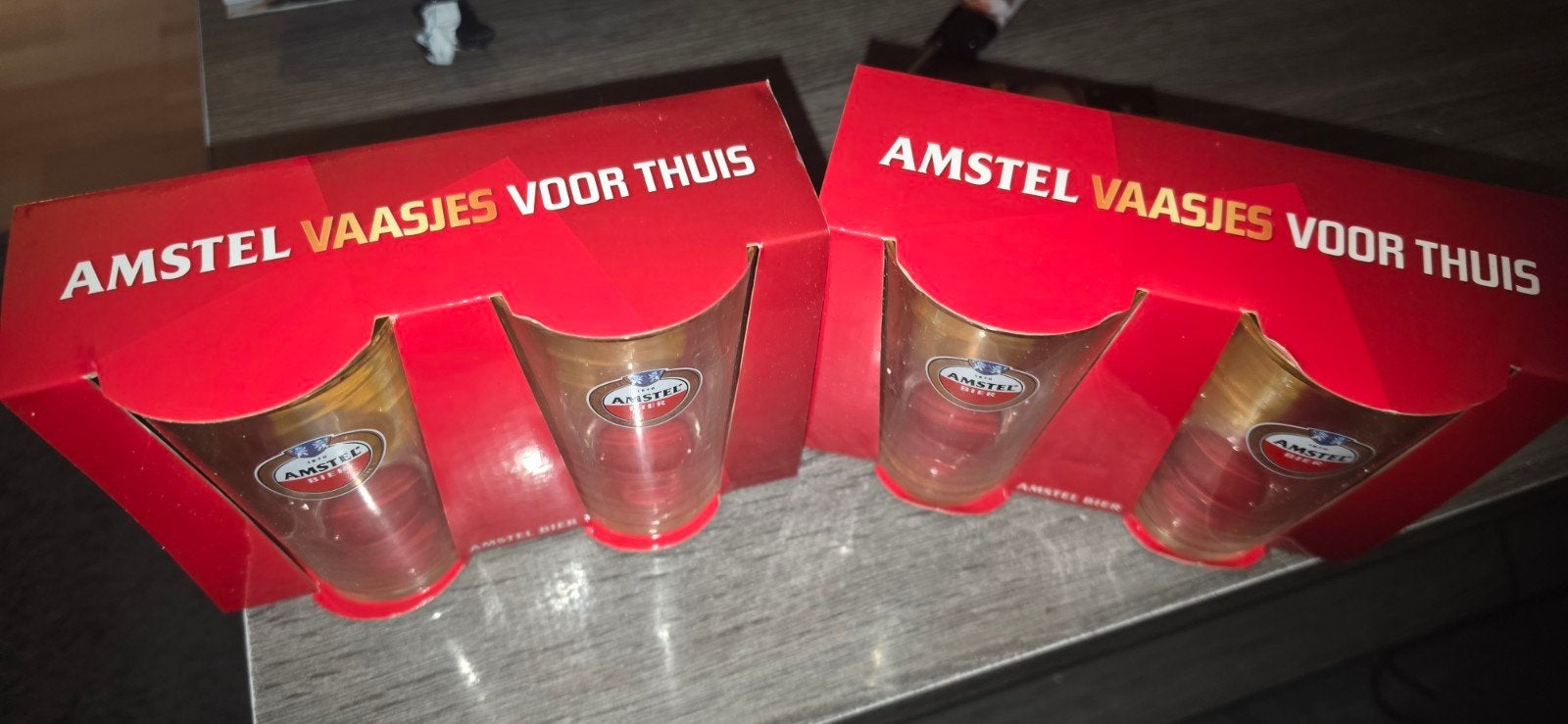 Amstel Bier Vaasjes voor Thuis - Set van 4 Glazen, Ophalen of Verzenden, Nieuw
