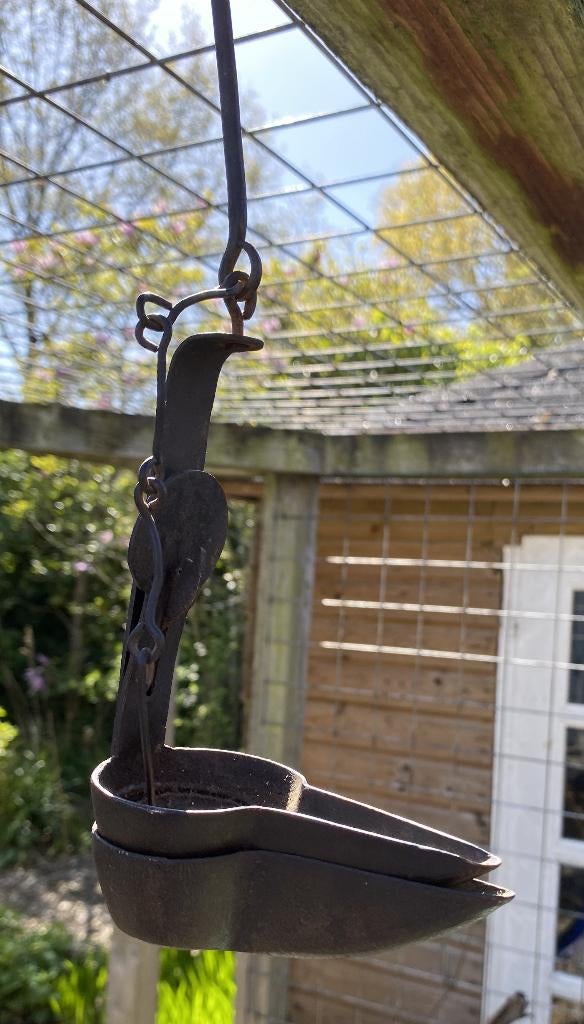 Smeedijzeren Olielamp - vintage antiek brocante, Antiek en Kunst, Antiek | Lampen, Ophalen of Verzenden