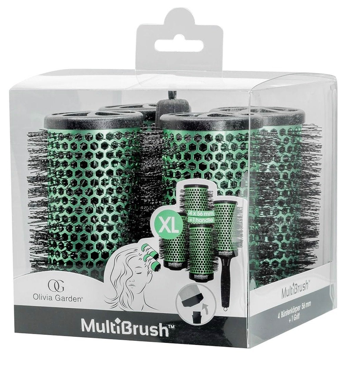 Olivia Garden Multibrush Groen 56mm - Haarborstel, Ophalen of Verzenden, Zo goed als nieuw, Kam of Borstel