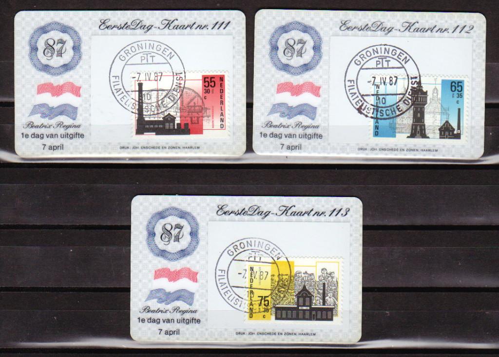 Nederland Eerste Dag Kaartjes EDK nr. 111-113, Postzegels en Munten, Postzegels | Eerstedagenveloppen, Ophalen of Verzenden, Onbeschreven