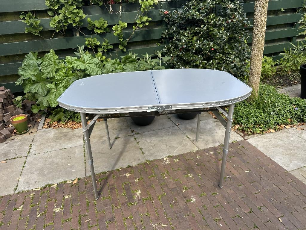Bo-Camp Campingtafel ovaal 120x80 cm zilvergrijs, Ophalen, Gebruikt, Campingtafel