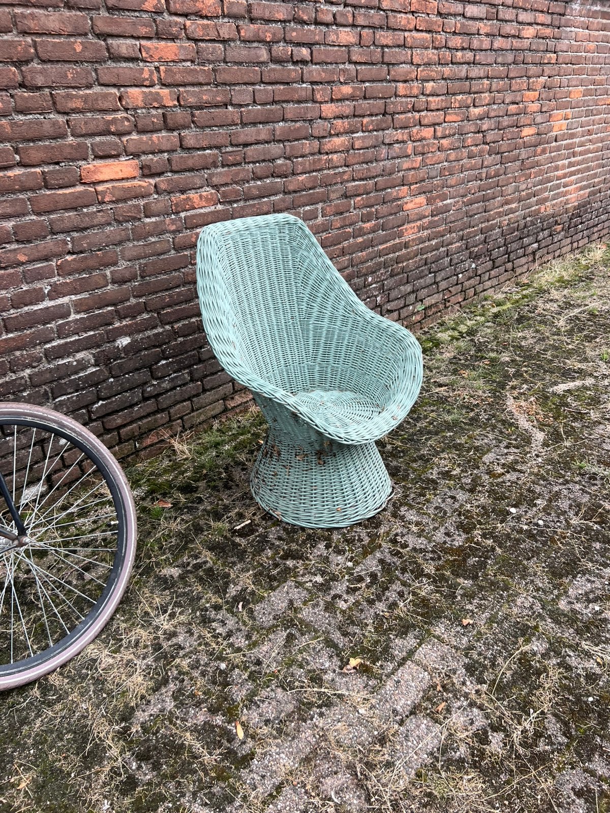 Mintgroen rotan stoeltje, Huis en Inrichting, Stoelen, Ophalen of Verzenden, Zo goed als nieuw, Overige kleuren, Eén