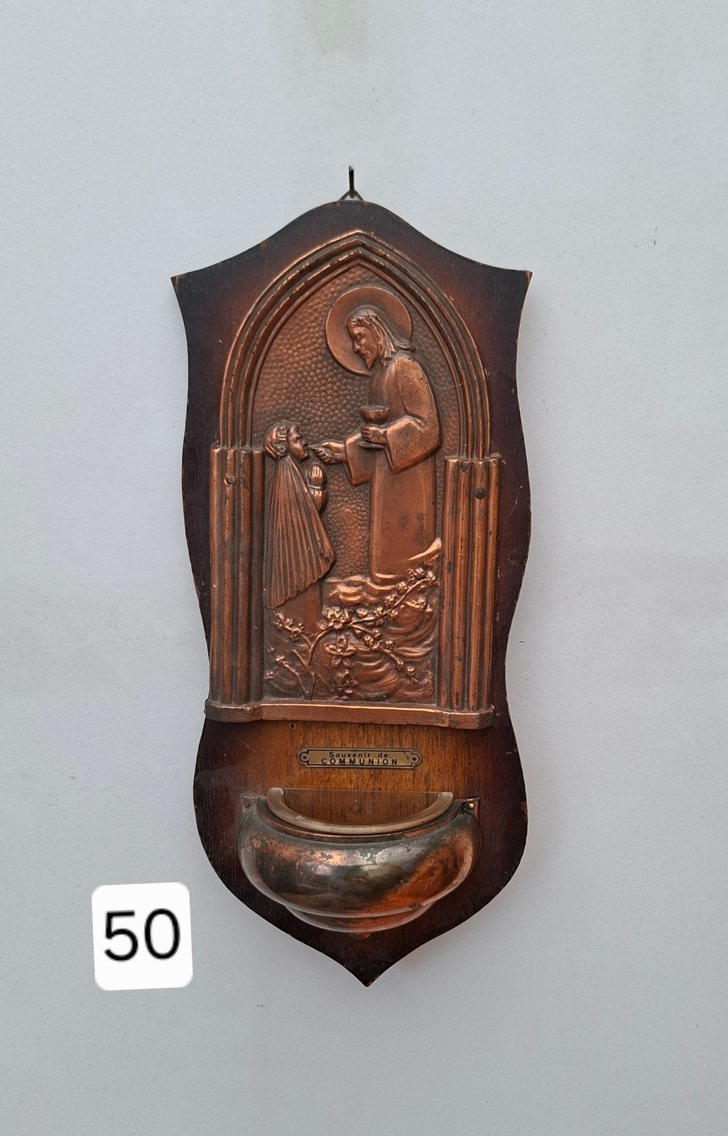 Antiek wijwaterbakje Eerste Communie, Ophalen of Verzenden