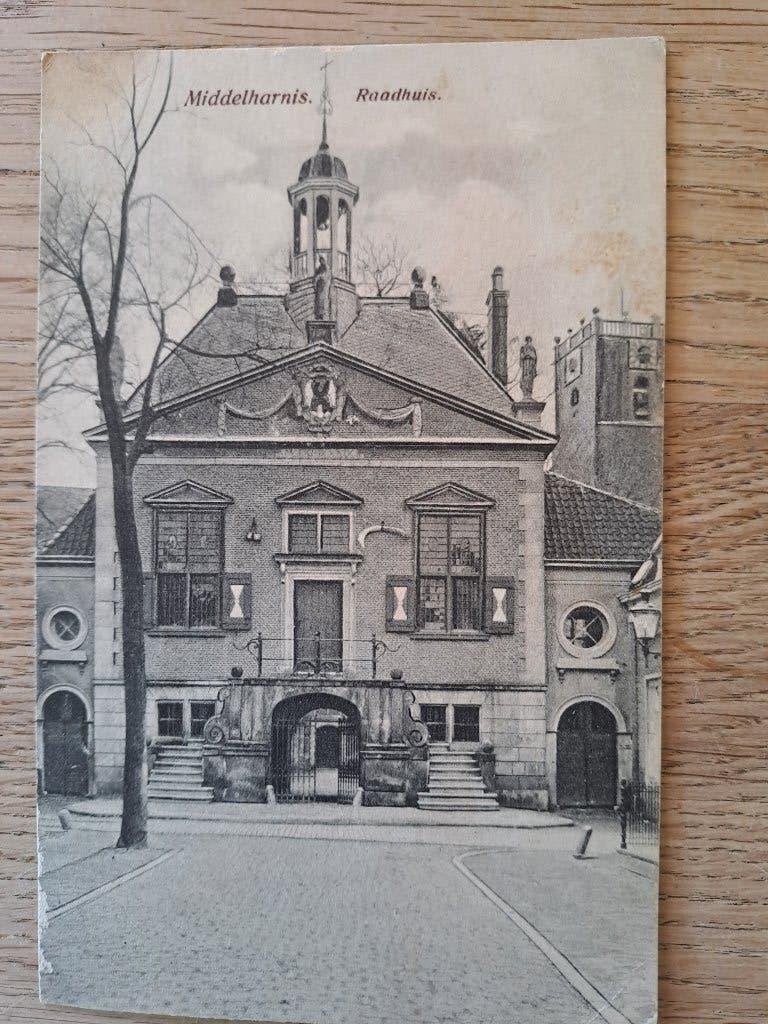MIDDELHARNIS. RAADHUIS. ANSICHT., Ophalen of Verzenden, 1920 tot 1940, Gelopen, Noord-Holland