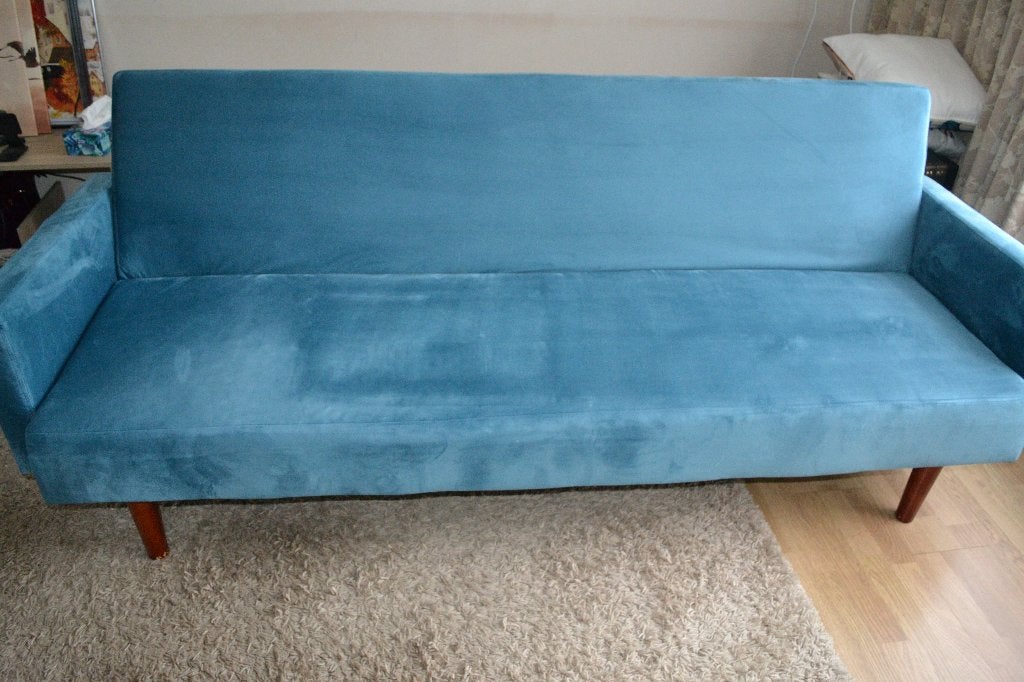 Bank/Slaapbank, Ophalen, 100 cm, Eenpersoons, Blauw
