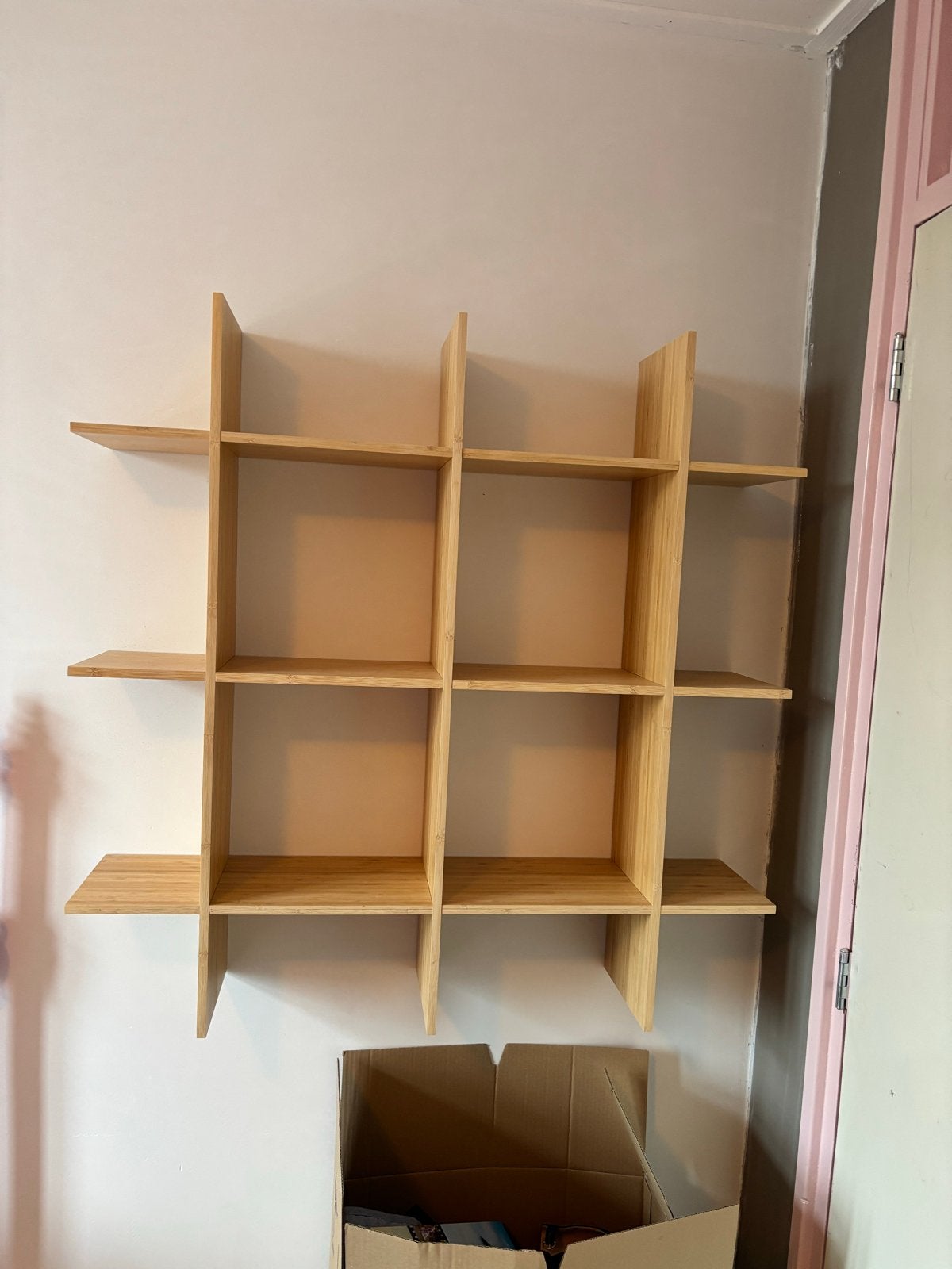 Stijlvol bamboe wandrek - perfect voor boeken en decoratie, Ophalen, Met plank(en), 100 tot 150 cm, Zo goed als nieuw