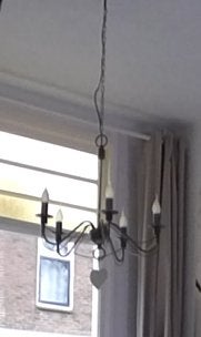 RVS kroonluchter / hanglamp incl. 5x lichtbron, Ophalen, Gebruikt, Metaal, Modern / jaren 30