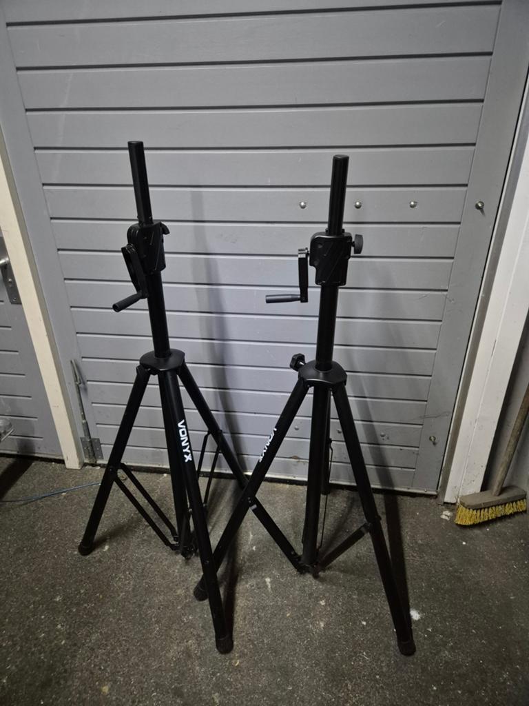Set Vonyx LS93 wind-up luidsprekerstandaards - max 190 cm., Muziek en Instrumenten, Ophalen, Gebruikt