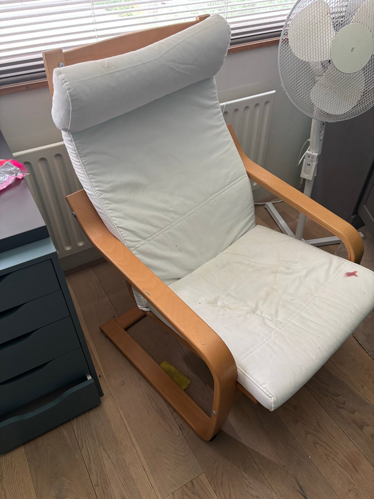 Ikea Poäng fauteuil met witte kussens, Ophalen, Gebruikt, Wit, Eén