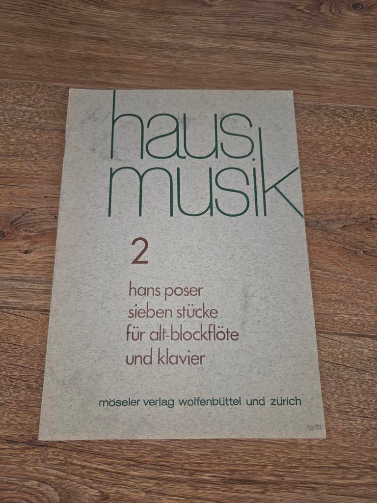 Hans Poser Hausmusik 2 bladmuziek altblokfluit piano, Ophalen of Verzenden