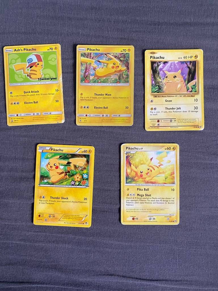 Pikachu Pokémon Kaarten - Diverse Uitvoeringen, Ophalen of Verzenden, Gebruikt, Meerdere kaarten