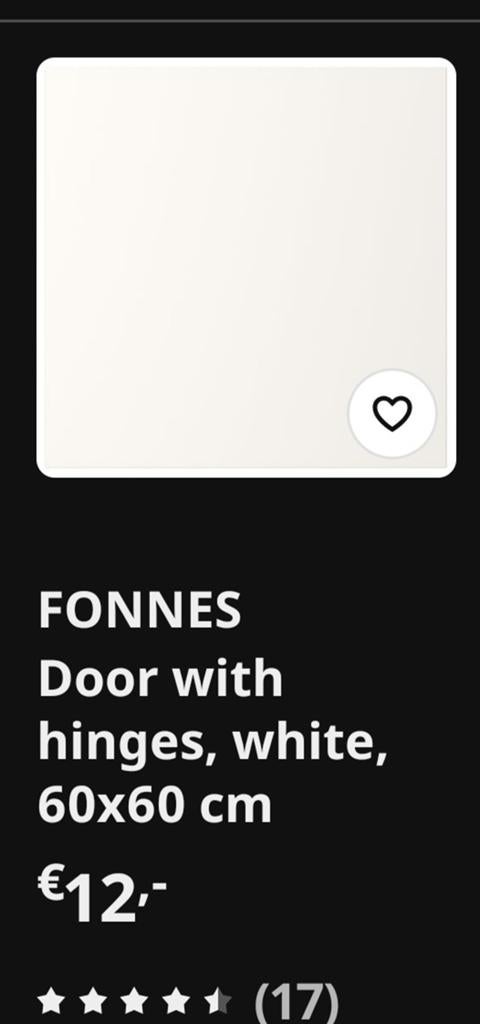 FONNES deur met scharnieren, 60x60 cm voor PLATSA, Ophalen, Binnendeur, Minder dan 200 cm