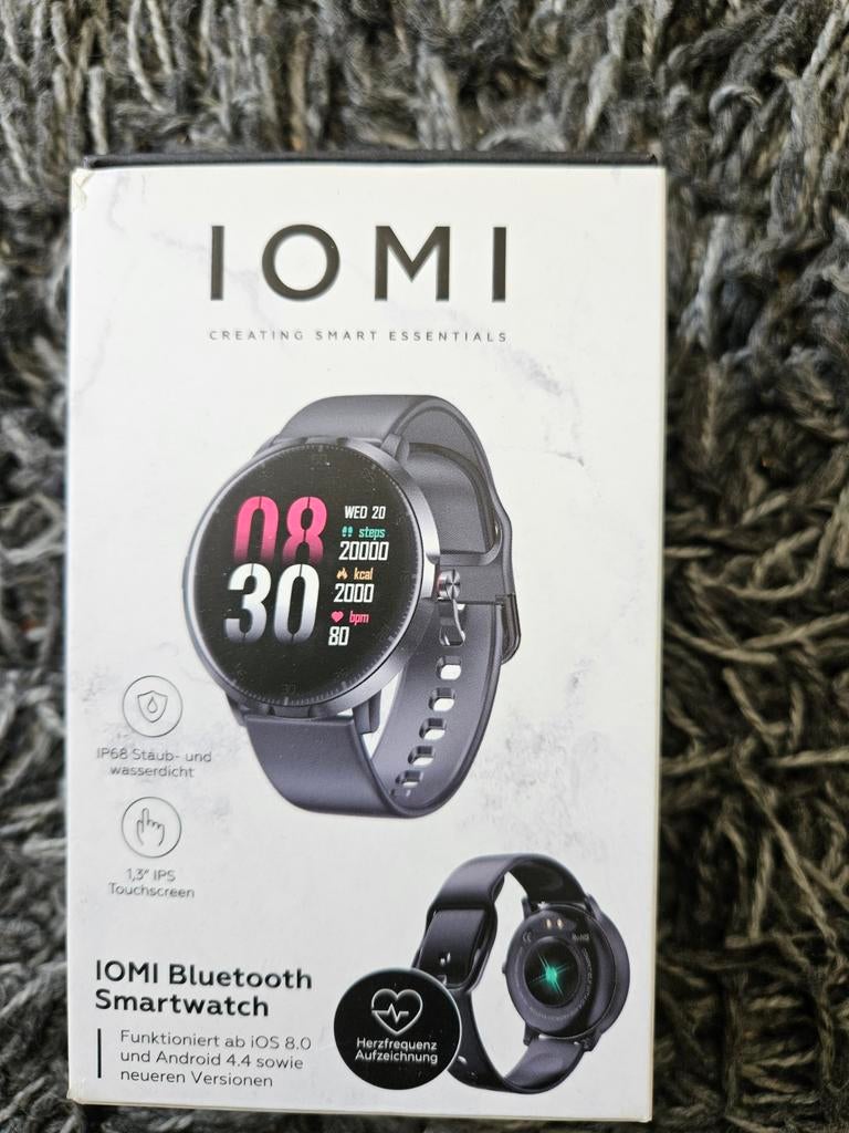 IOMI Bluetooth Smartwatch - Nieuw in Doos, Zwart, Ophalen of Verzenden, IOMI, Waterdicht
