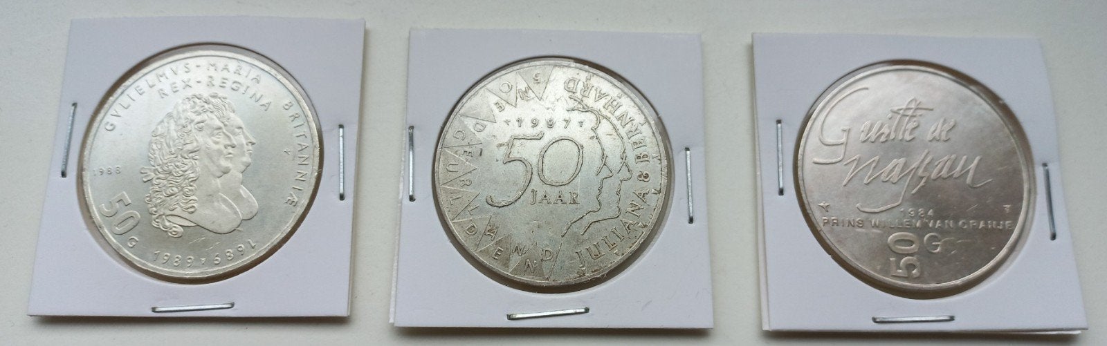 3x 50 Gulden Zilveren Munten: 1984, 1987, 1988, Postzegels en Munten, Munten | Nederland, Ophalen, Zilver