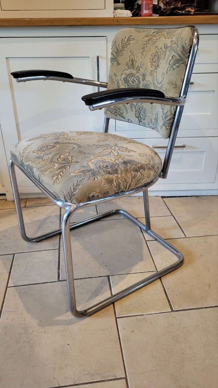 oude W.H.Gispen fauteuil 1920 1930 goblin stof, Ophalen, Gebruikt, Gispen vintage, Metaal