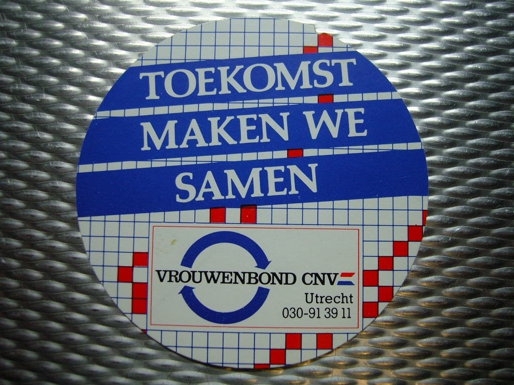 sticker Toekomst maken we samen Vrouwenbond CNV Utrecht, Ophalen of Verzenden, Zo goed als nieuw