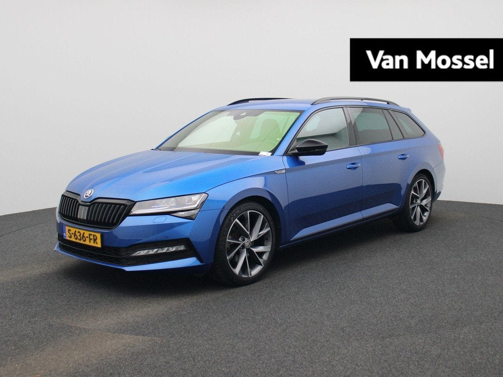 Skoda Superb Combi 1.5 TSI ACT Sportline Business | DIGITAAL, Auto's, Skoda, 12 maanden, 4 cilinders, Blauw, Alcantara
