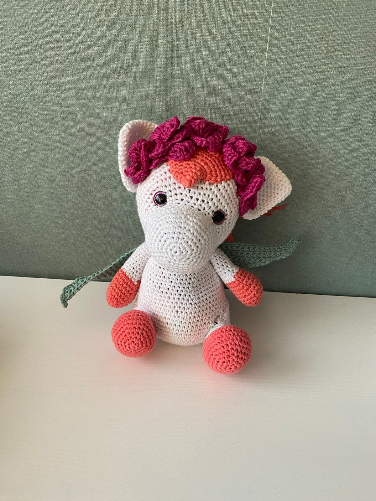 Gehaakte pegasus Knuffel - Handgemaakt en Uniek, Nieuw, Middelgroot (20 tot 80 cm), Wit, Eenhoorn