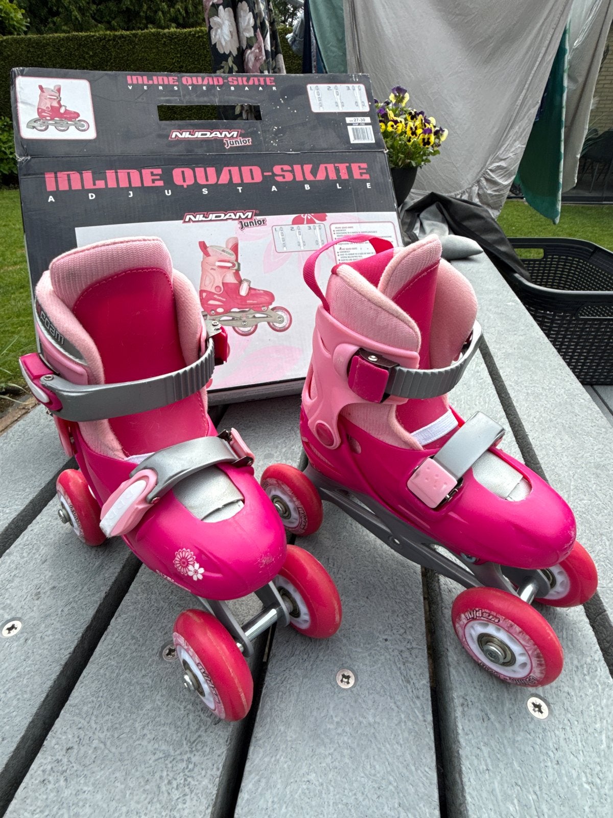 Nijdam Junior verstelbare inline quad-skates roze (maat 27-3, Ophalen, Zo goed als nieuw, Overige typen, Nijdam