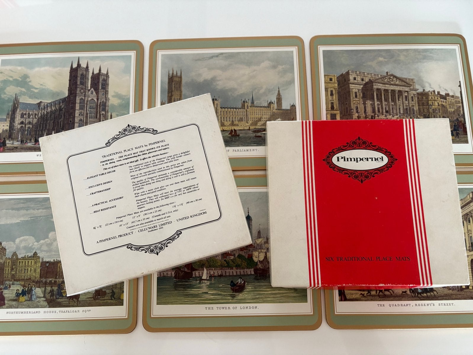 Vintage Pimpernel onderzetters - Londen - 2 sets, zie fotos, Gebruikt, Meerkleurig, Ophalen of Verzenden, Vintage