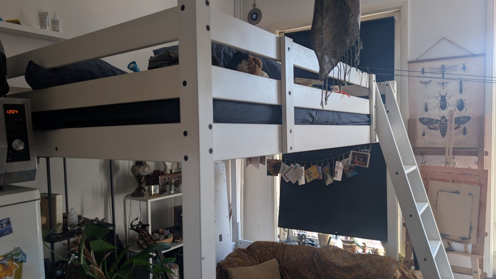 Tweepersoons hoogslaper wit, Huis en Inrichting, Slaapkamer | Stapelbedden en Hoogslapers, Ophalen, Gebruikt, Hoogslaper, Tweepersoons