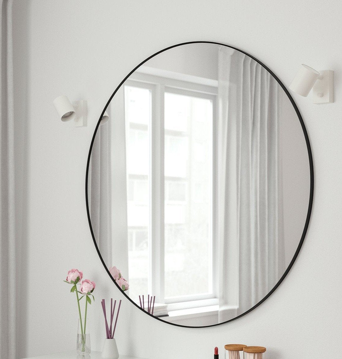 Ronde spiegel Ikea 80 cm, Ophalen, Rond, Zo goed als nieuw, 75 tot 100 cm